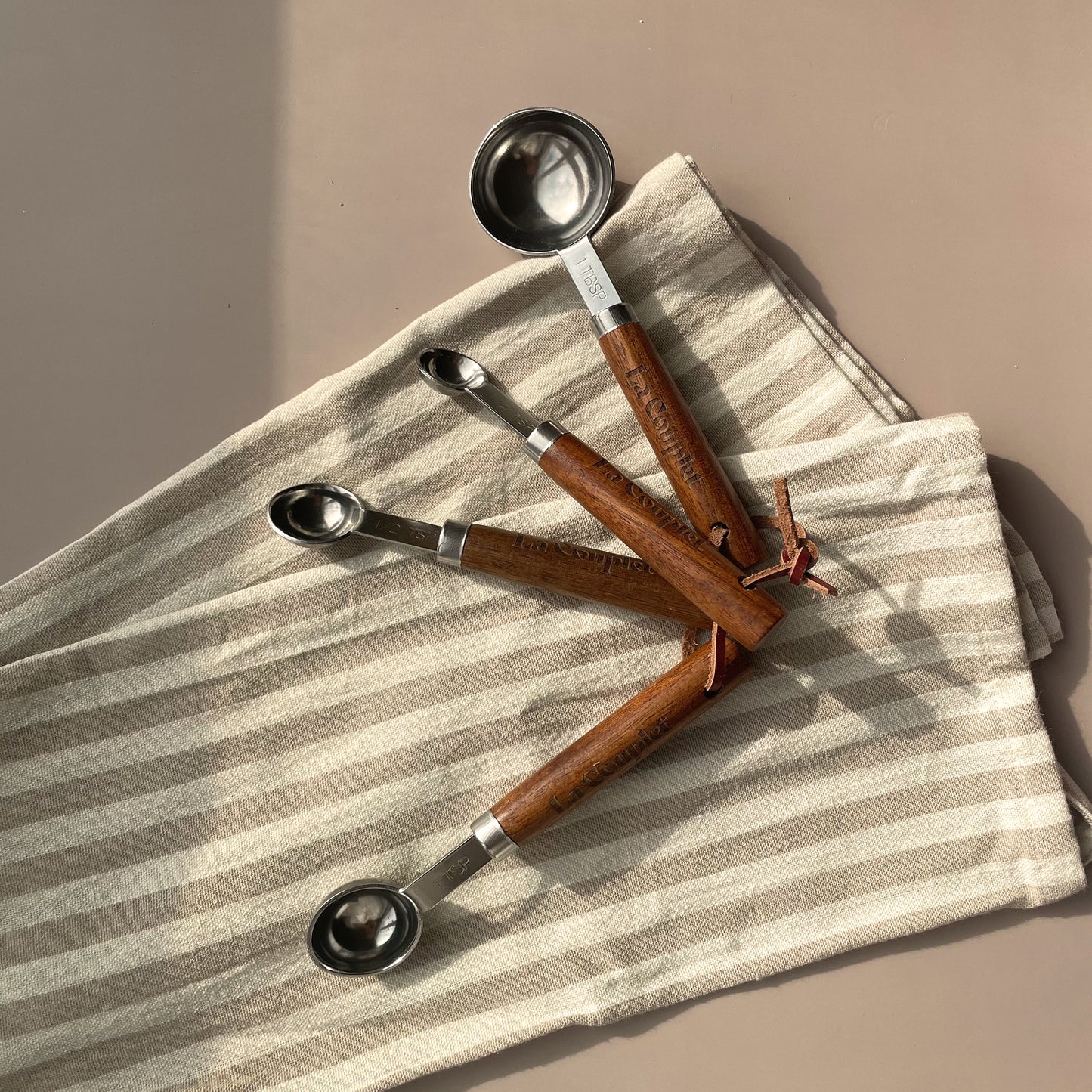 Measuring Spoon Set of 4, Acacia Wood and Stainless Steel