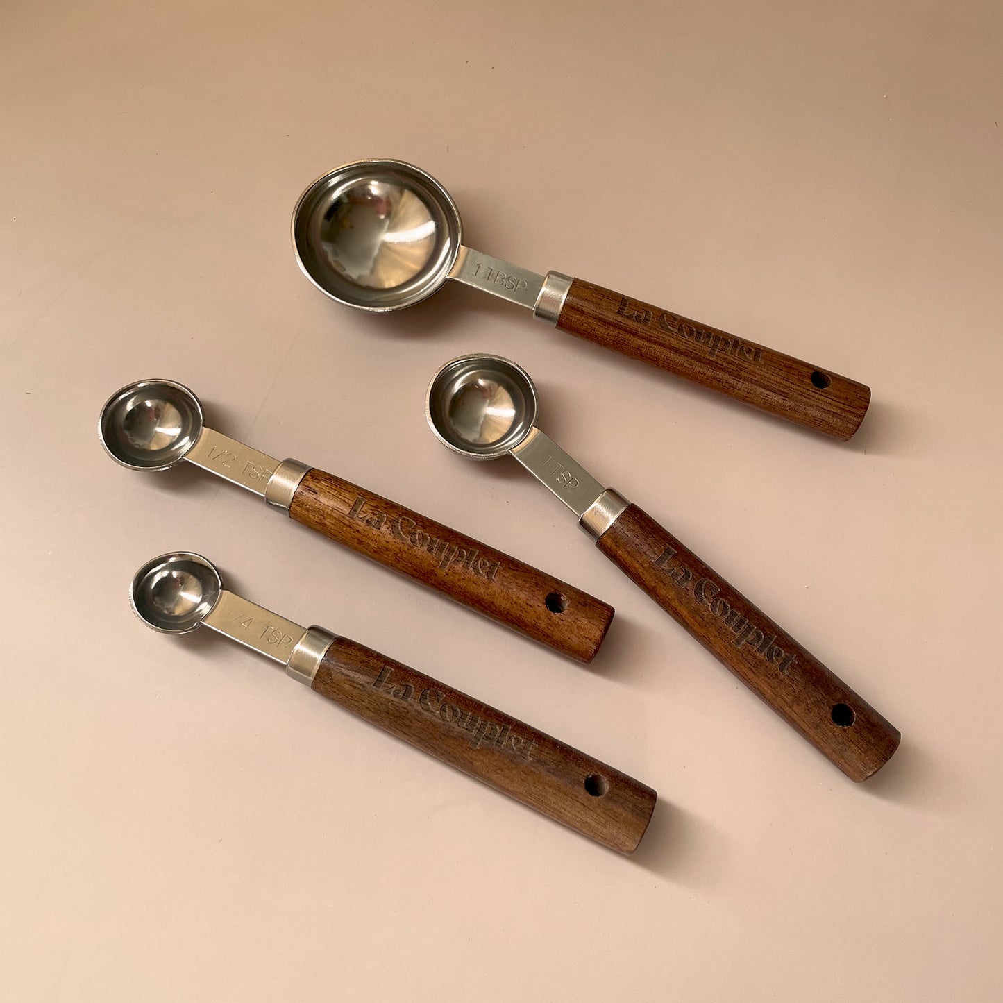Measuring Spoon Set of 4, Acacia Wood and Stainless Steel