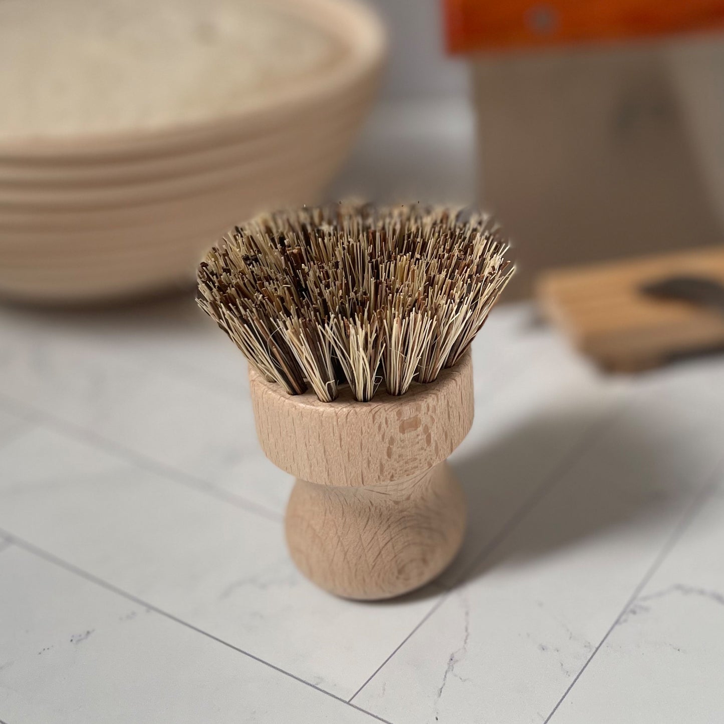 Bristle Brush, Wooden Handle, 2 inches diameter