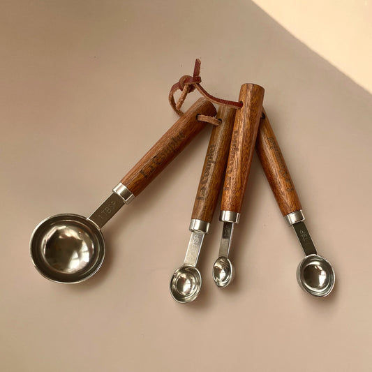 Measuring Spoon Set of 4, Acacia Wood and Stainless Steel