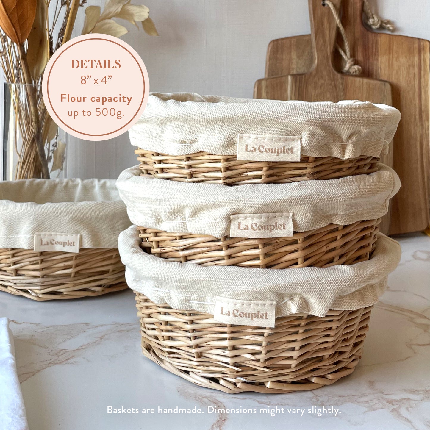 Sourdough Proofing Basket, Wicker, Round, 8 inches