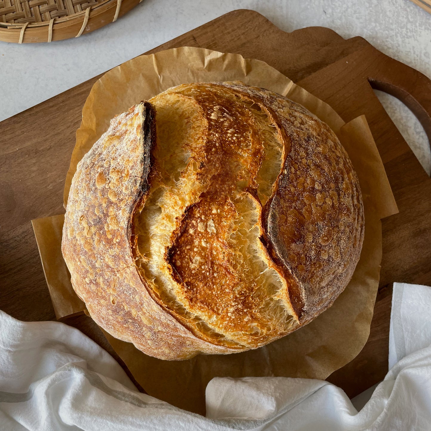 Sourdough Bread Proofing Quartet Set, 10 inch Round Banneton Basket, Bread Lame, Dough Scraper, Bristle Brush