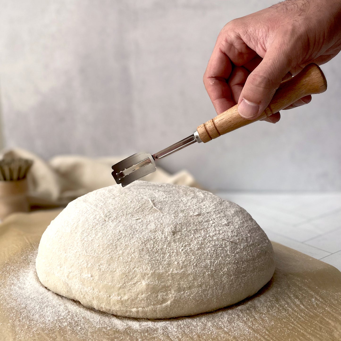 Bread Baking Essentials Set, Danish Whisk, Bread Lame, Dusting Wand, Dough Scraper, Bristle Brush