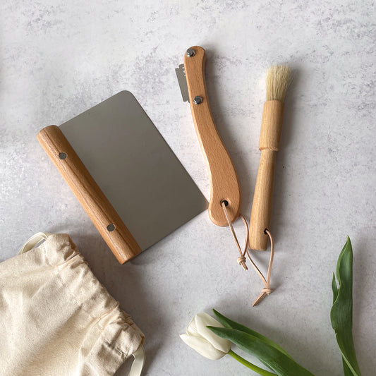 Bread Baking Tool Set 2nd Edition, Bread Lame, Dough Scraper, Multi Use Brush