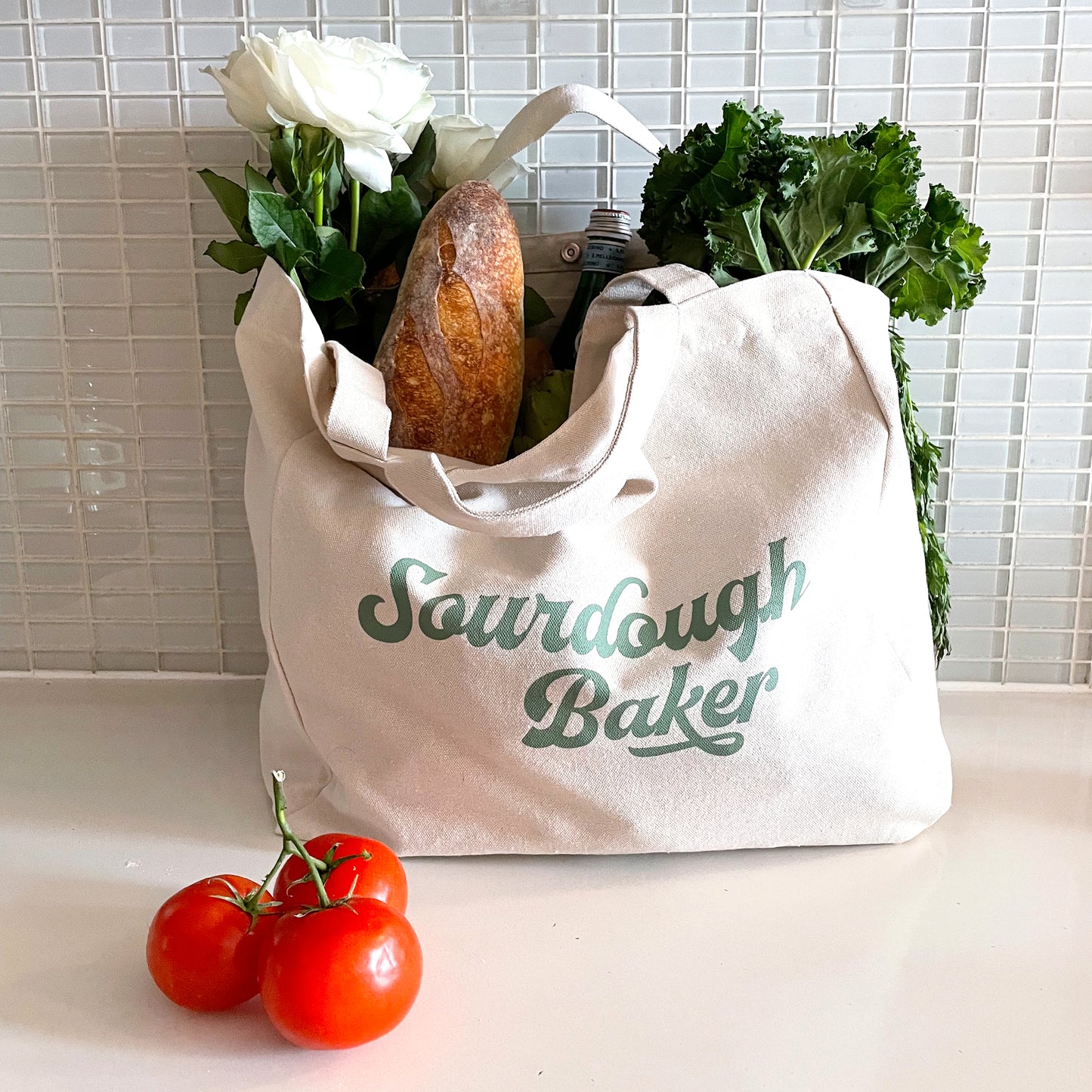 Cotton Canvas Tote Bag, Sourdough Baker, Large