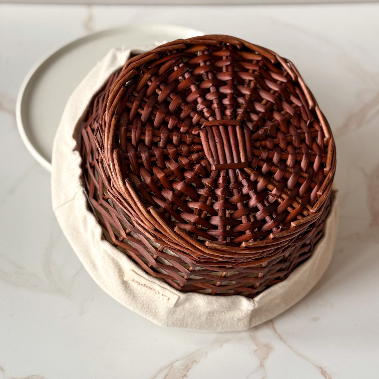 Handmade Round Sourdough Proofing Basket: Bonnet & Brush Included, 9 inches.