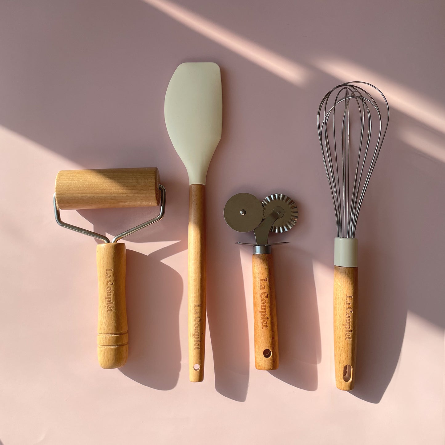 Baker's Easy 4 Piece Toolkit, Whisk, Spatula, Cutter Wheel, Dough Roller