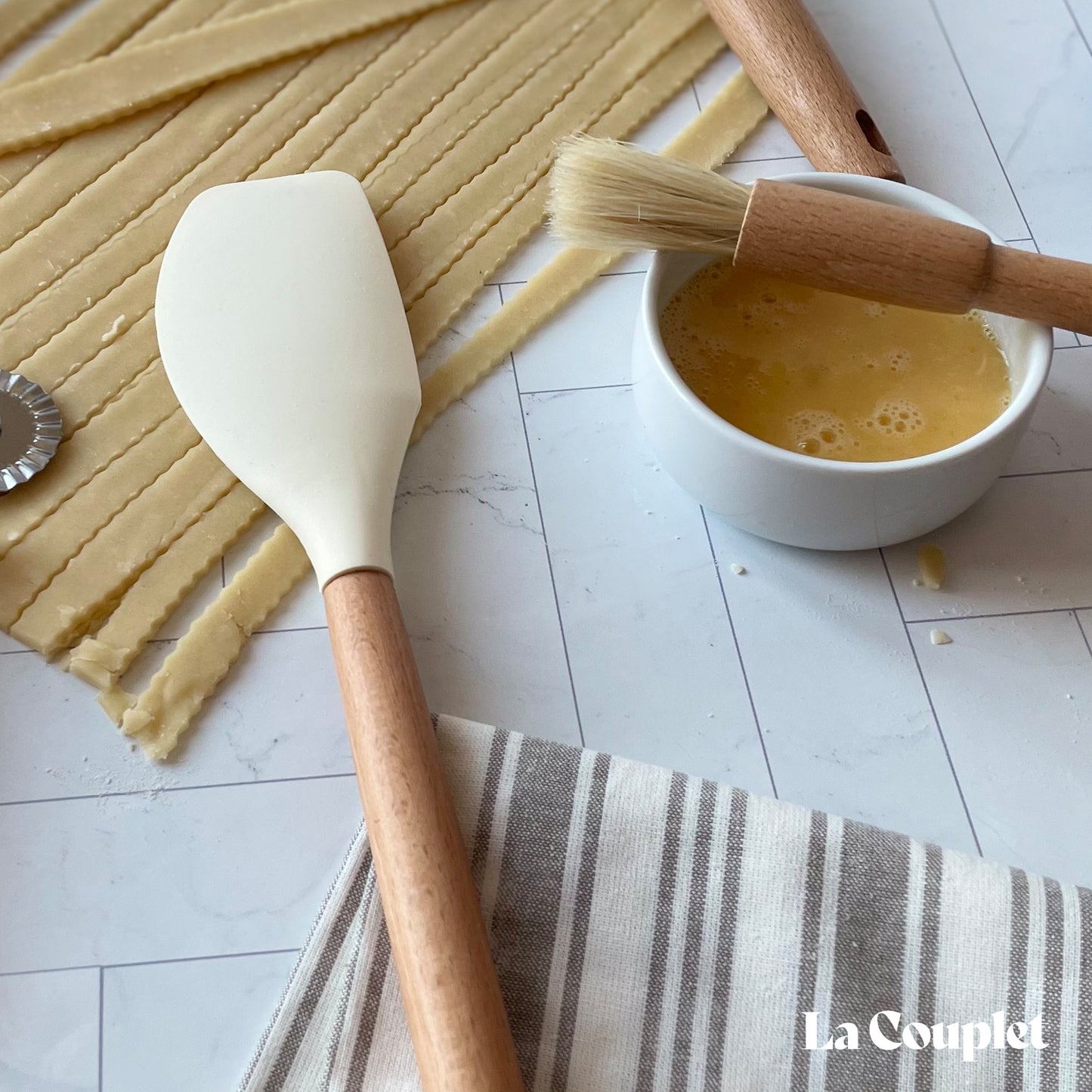Baker's Easy 4 Piece Toolkit, Whisk, Spatula, Cutter Wheel, Dough Roller